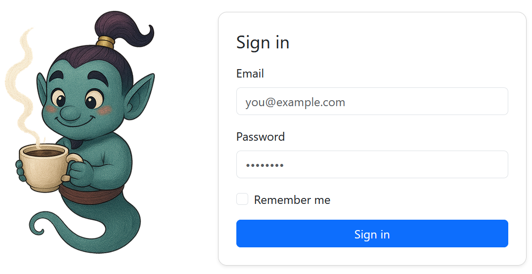 Helpful Djinn sign-in screen for Windows help desk